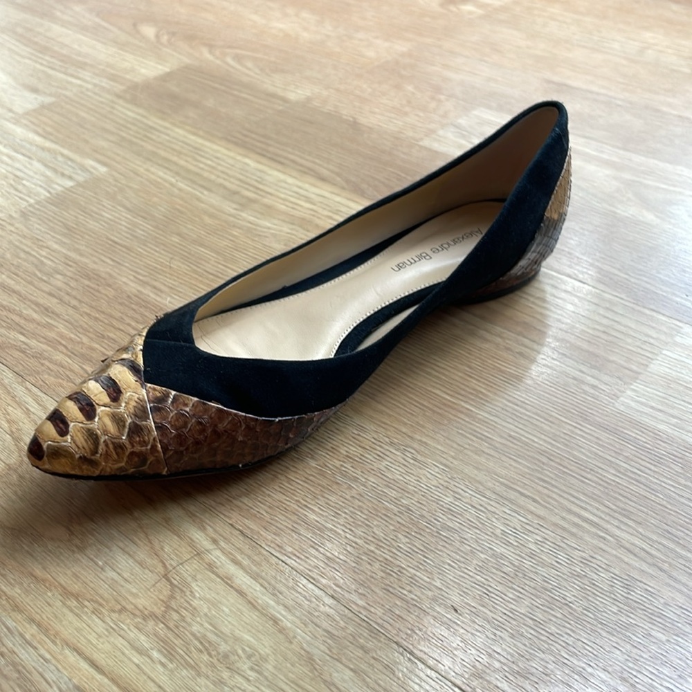 Alexandre Birman Black Suede Python Snake Flats S… - image 2